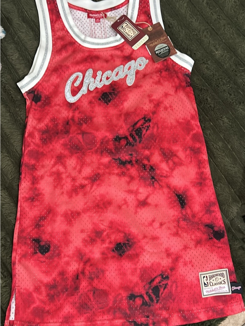 Mitchell & Ness Red Tie-Dye Chicago Bulls Jersey Tank Dress Womens XS
